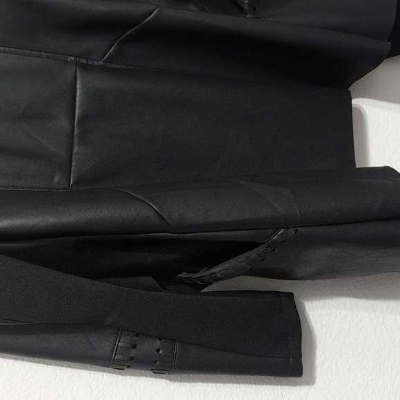Vici Black Faux Leather and Suede Waterfall Open Jacket Women's Size XS - Picture 10 of 13